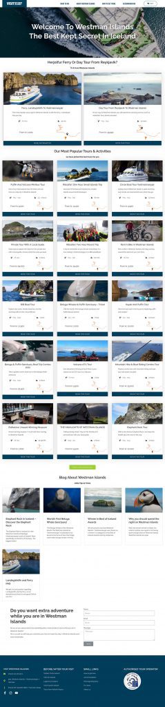 VisitWestmanIslands - Travel booking website for Vestmannaeyjar